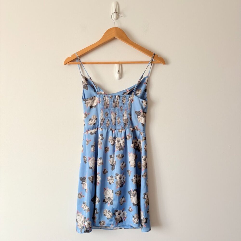 Aritzia Sunday Best Spencer Cowl Neck Mini Slip Dress Blue Floral Size XS - Picture 5 of 7